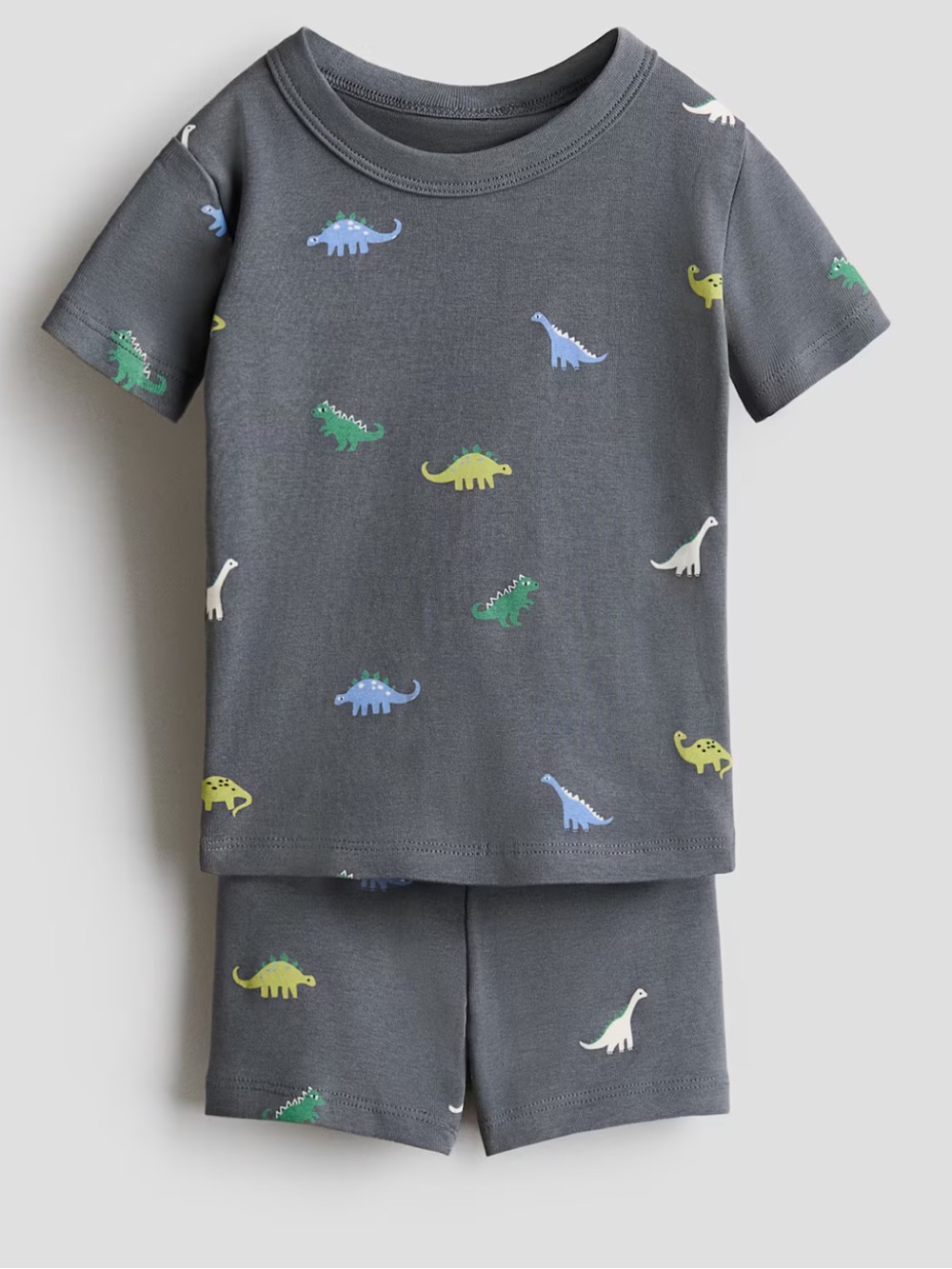 H&M Gray Kids' Dinosaur Pajama Set Soft Cotton Jersey